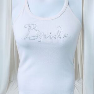 BETSEY JOHNSON Bridal Shower Silver Sequin BRIDE LOGO TANK TOP NEW!